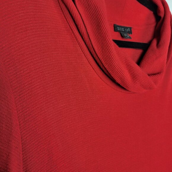 J Jill Wearever Collection Dress Medium Red Ribbed Cowl Neck Stretch Career - Picture 4 of 9
